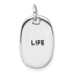 Sterling Silver RH-plated Antiqued LIFE/BELIEVE IN TOMORROW Pendant