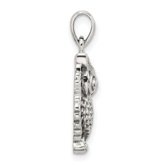Sterling Silver Polished and Antiqued Owl Pendant