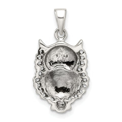 Sterling Silver Polished and Antiqued Owl Pendant