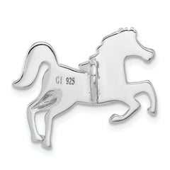 Sterling Silver Rhodium-plated Larimar Horse Chain Slide