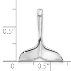Sterling Silver Rhodium-Plated Polished Whale Tail Chain Side Pendant