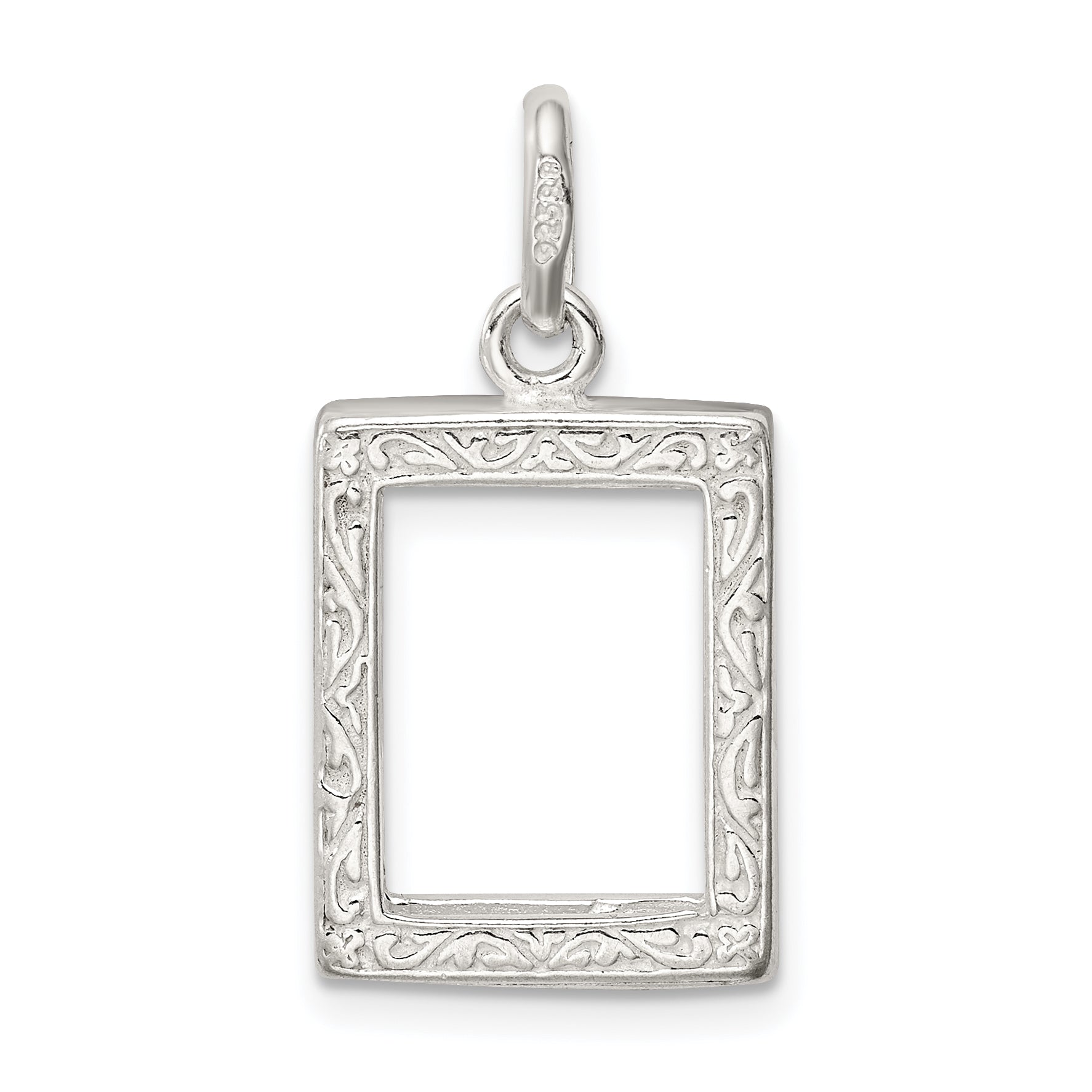 925 Sterling Silver Reversible Picture Frame Charm with Anti-Tarnish Finish