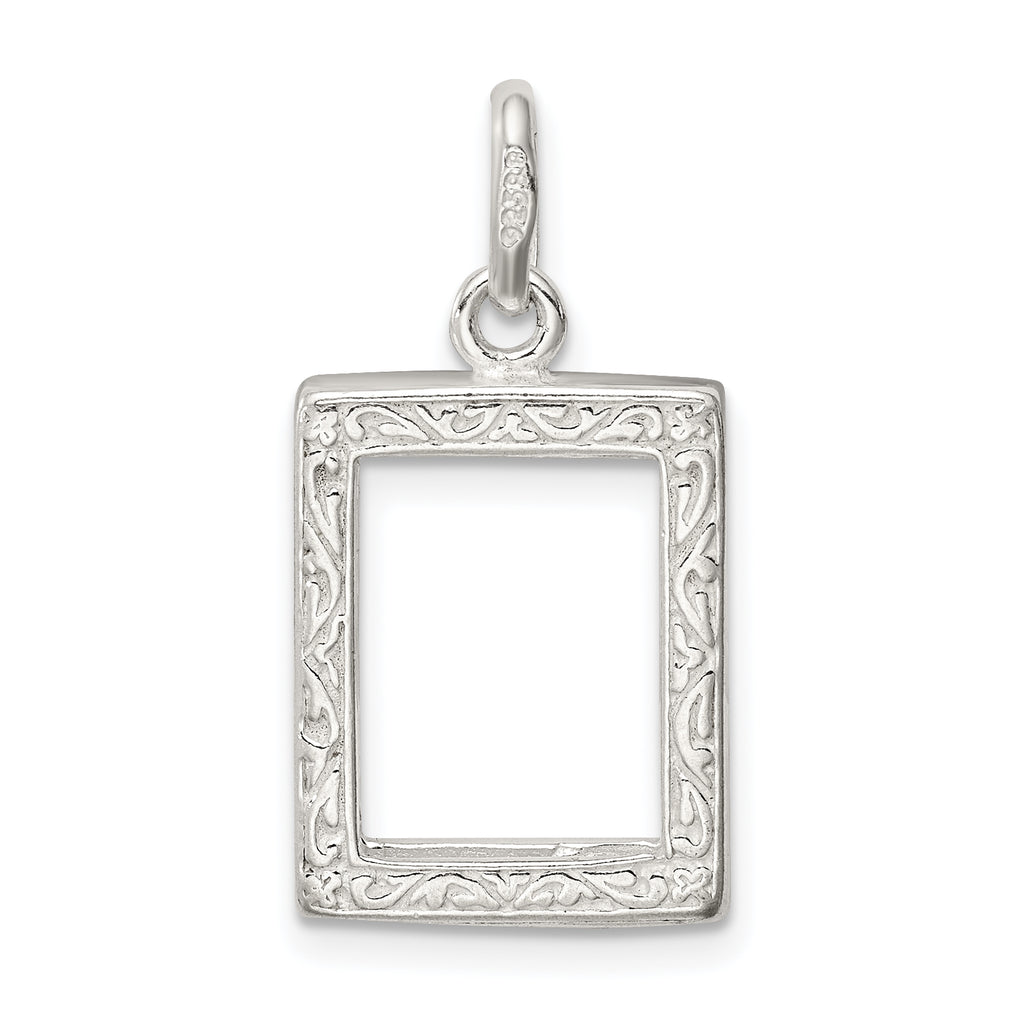925 Sterling Silver Reversible Picture Frame Charm with Anti-Tarnish Finish