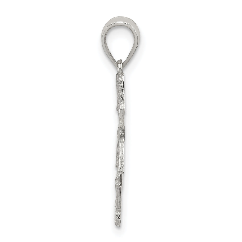 Sterling Silver 925 Soccer Player Girl Charm Polished Sports Pendant