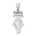 Sterling Silver 925 Soccer Player Girl Charm Polished Sports Pendant