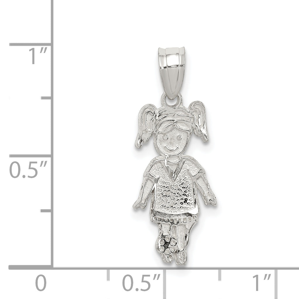 Sterling Silver 925 Soccer Player Girl Charm Polished Sports Pendant