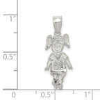 Sterling Silver 925 Soccer Player Girl Charm Polished Sports Pendant