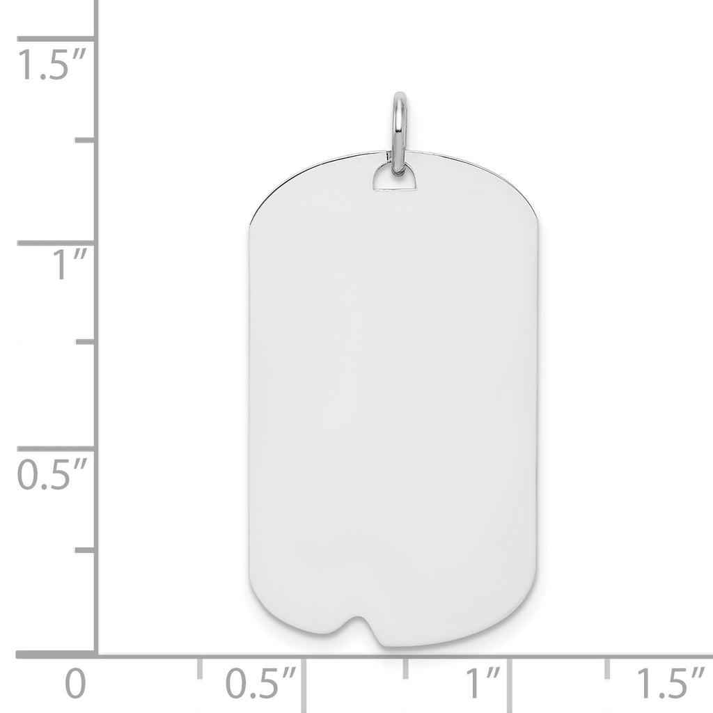 Sterling Silver Engravable Dog Tag with Polished Front and Satin Back