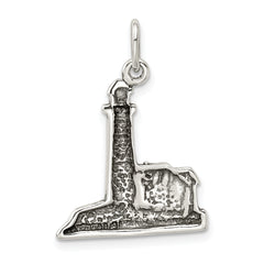 Sterling Silver 925 Antiqued Lighthouse Charm Solid Casted Men’s Pendant