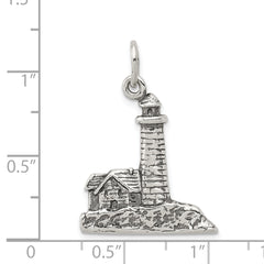 Sterling Silver 925 Antiqued Lighthouse Charm Solid Casted Men’s Pendant