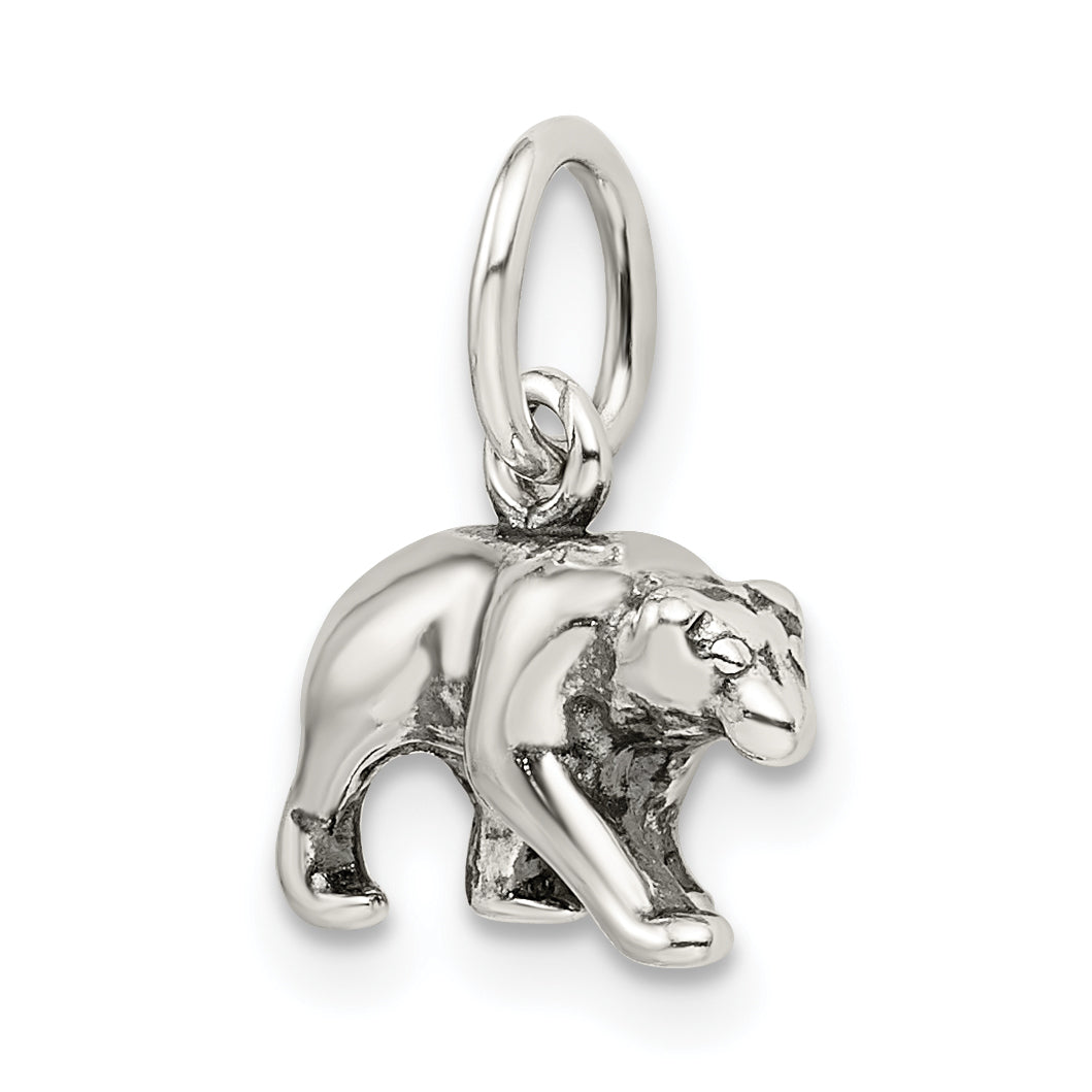 Sterling Silver 925 Bear Charm with Antiqued Finish and Anti-Tarnish Coating