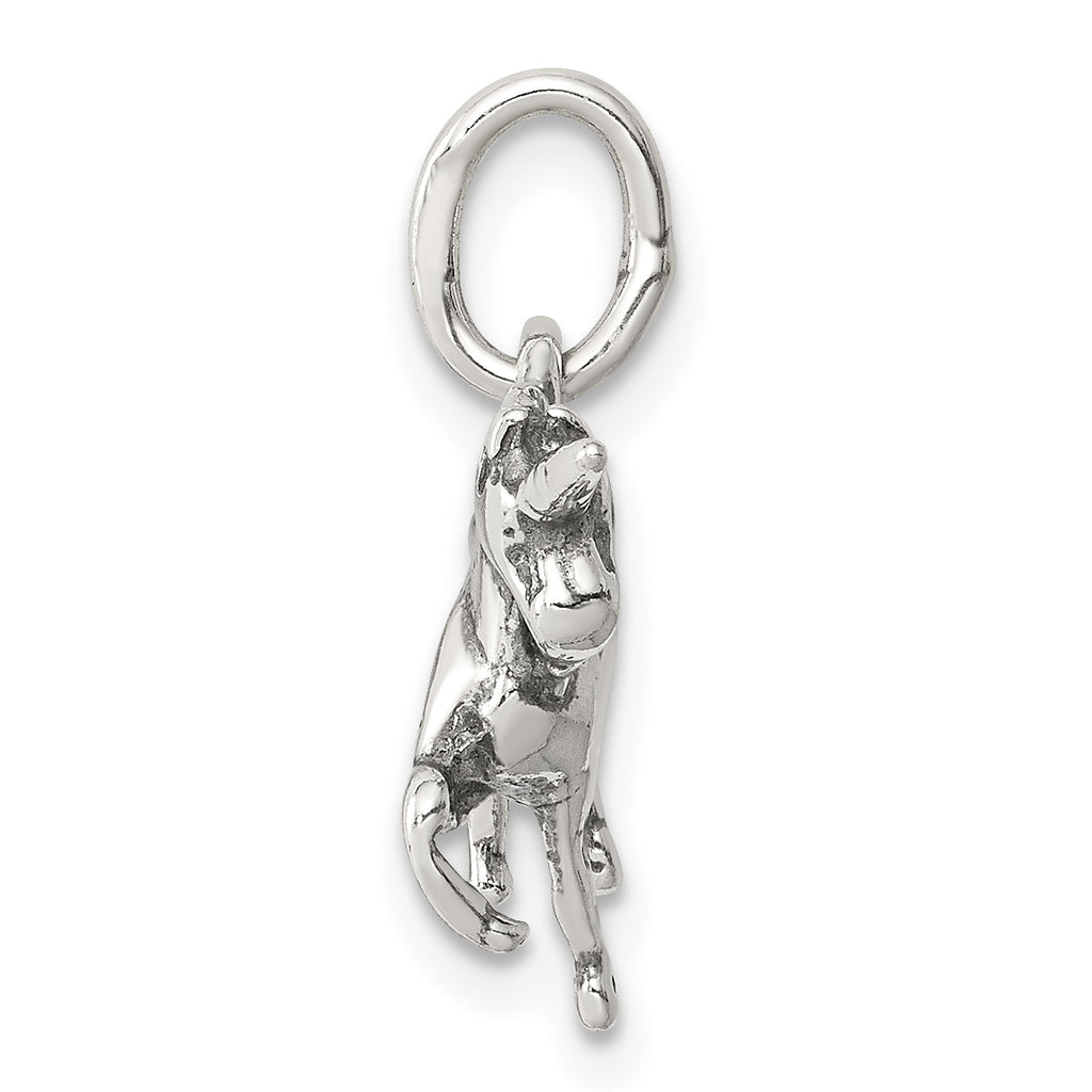 Sterling Silver 3D Antiqued Unicorn Charm  Solid and Casted Design