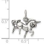 Sterling Silver 3D Antiqued Unicorn Charm  Solid and Casted Design