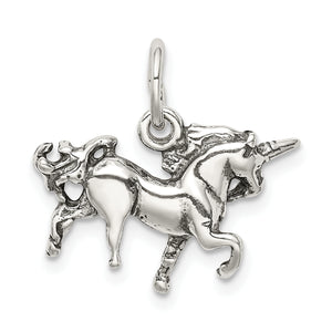Unicorn Charm in Sterling Silver, 21mm Antiqued - Sophia Jewelers
