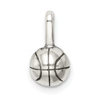 Sterling Silver 925 Antiqued Basketball Charm with Polished Finish.