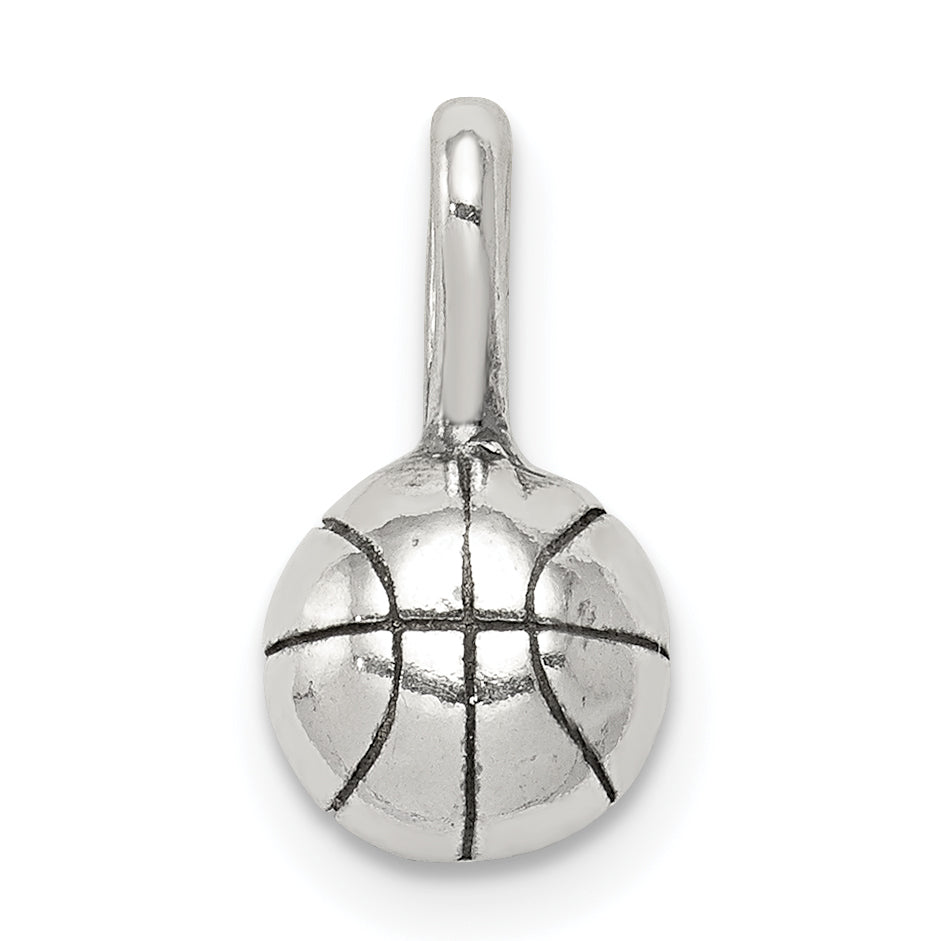 Sterling Silver Antiqued Basketball Charm Main image