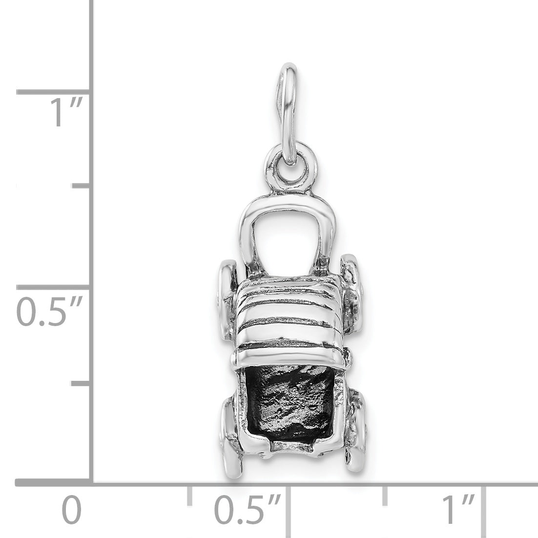 Sterling Silver 925 Baby Buggy Charm with Antique Finish 3D Design