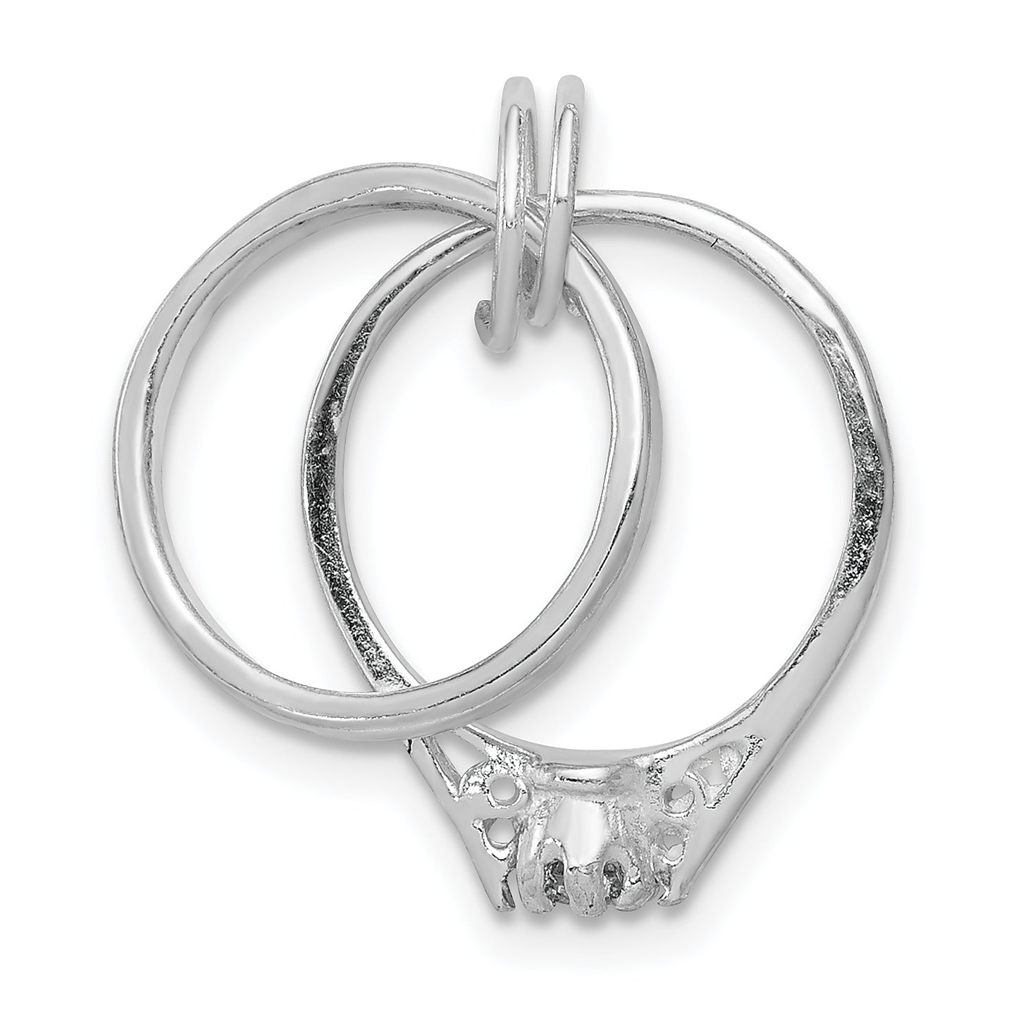 Sterling Silver 925 Rhodium-Plated Wedding Ring Charm with Polished Finish