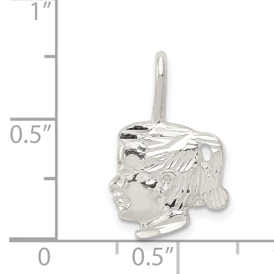 Sophia Jewelers 925 Sterling Silver Polished Girl Head Charm with Anti-Tarnish Finish