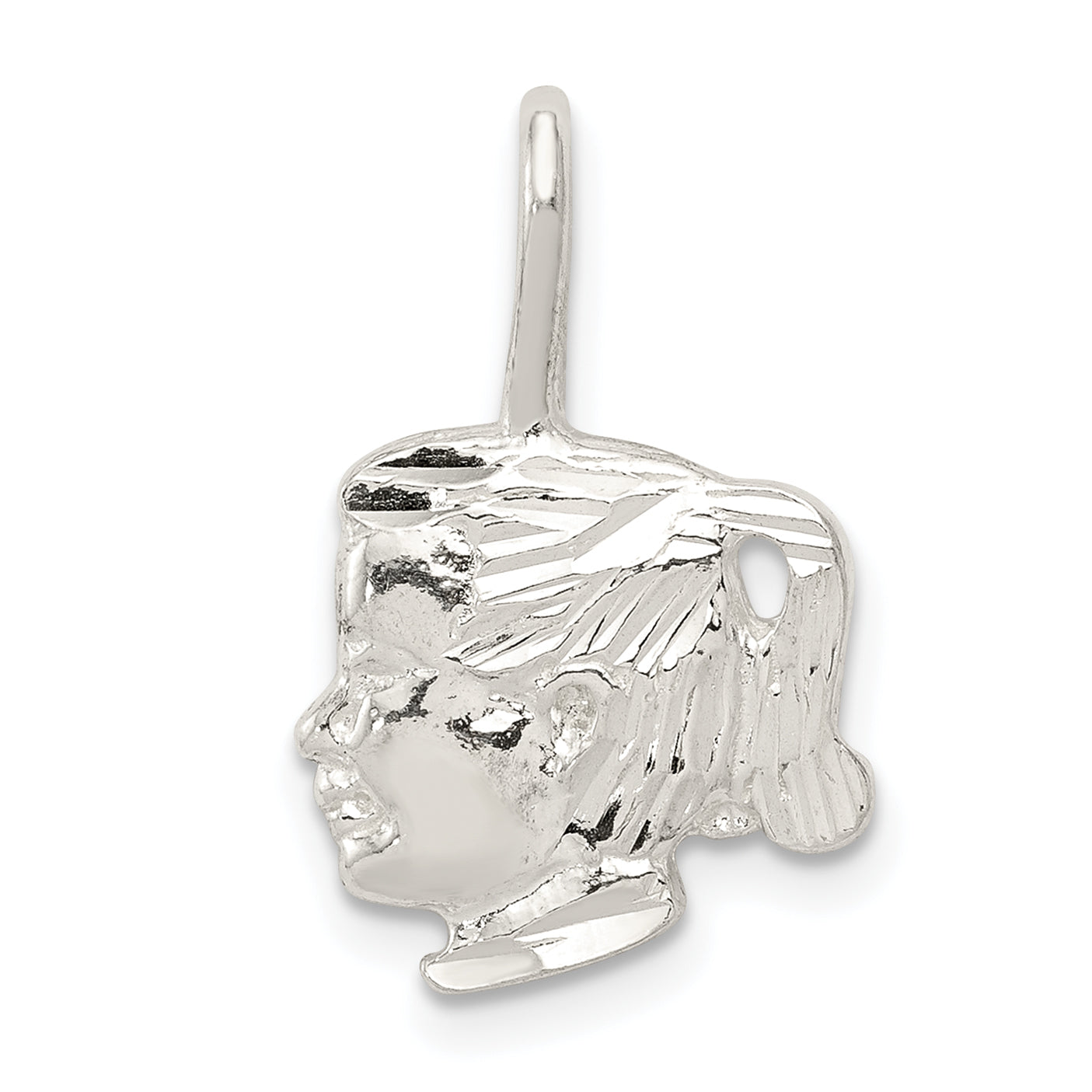 Sterling Silver Girl Head Charm Main image