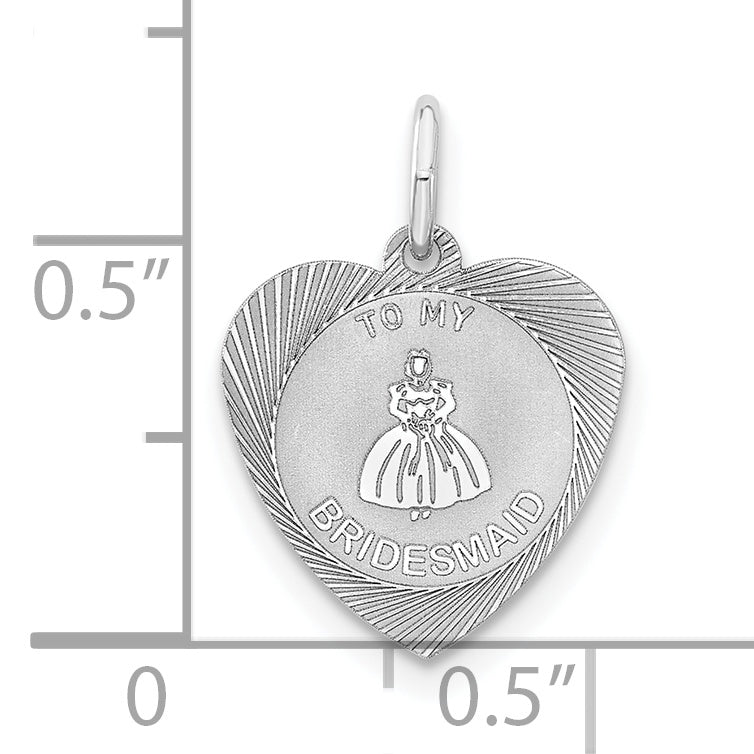 Sterling Silver 925 Bridesmaid Heart Charm with Polished Finish