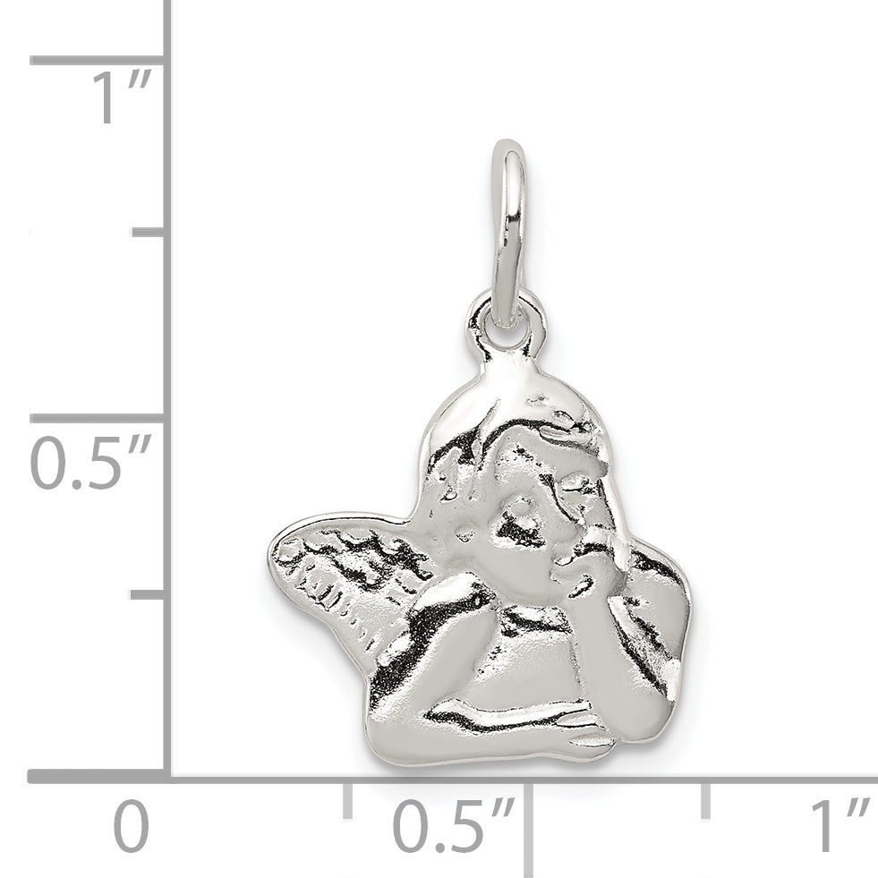 Sterling Silver 925 Angel Charm with Polished Finish & Anti-Tarnish Coating
