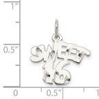 Sterling Silver 925 Sweet 16 Charm Polished Solid Gift-Ready Pendant
