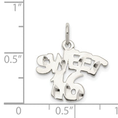 Sterling Silver 925 Sweet 16 Charm Polished Solid Gift-Ready Pendant