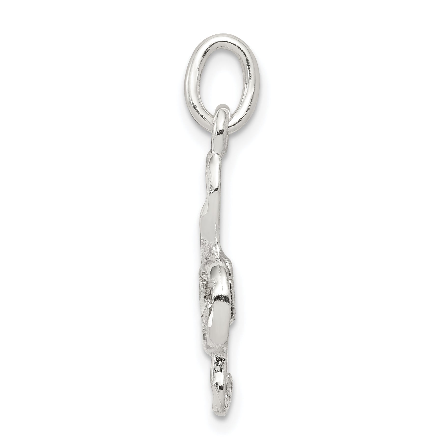 Sterling Silver 925 Treble Clef Charm with Polished Solid Design