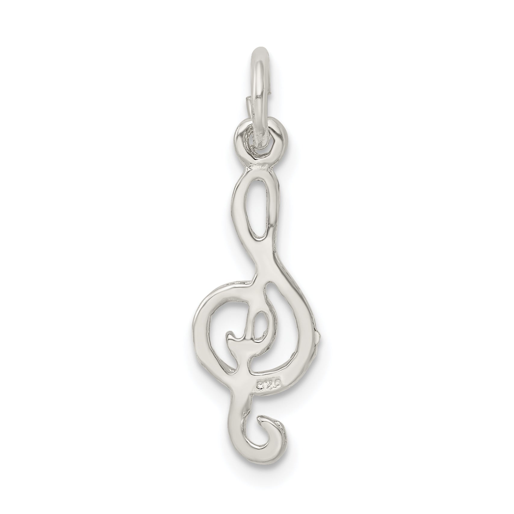 Sterling Silver 925 Treble Clef Charm with Polished Solid Design
