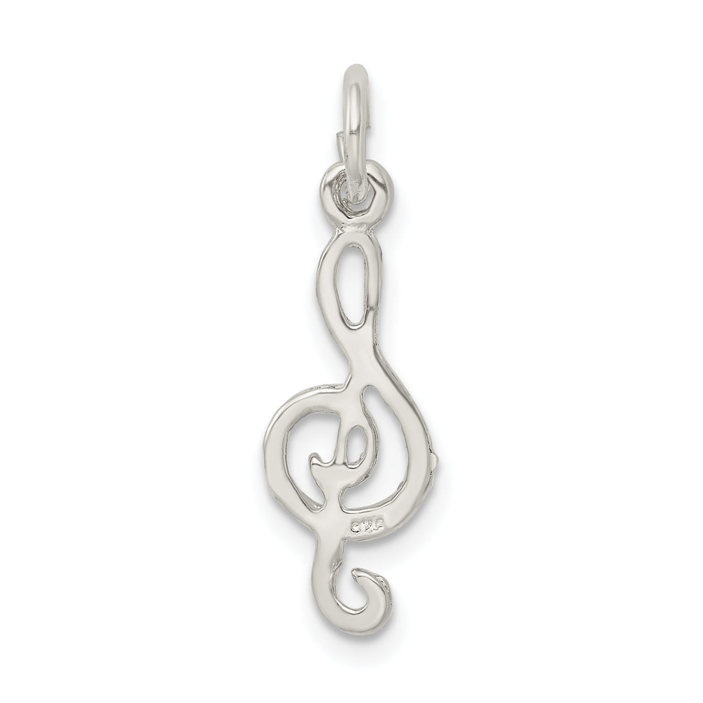 Sterling Silver 925 Treble Clef Charm with Polished Solid Design