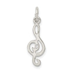 Sterling Silver 925 Treble Clef Charm with Polished Solid Design