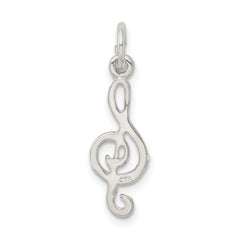 Sterling Silver 925 Treble Clef Charm with Polished Solid Design