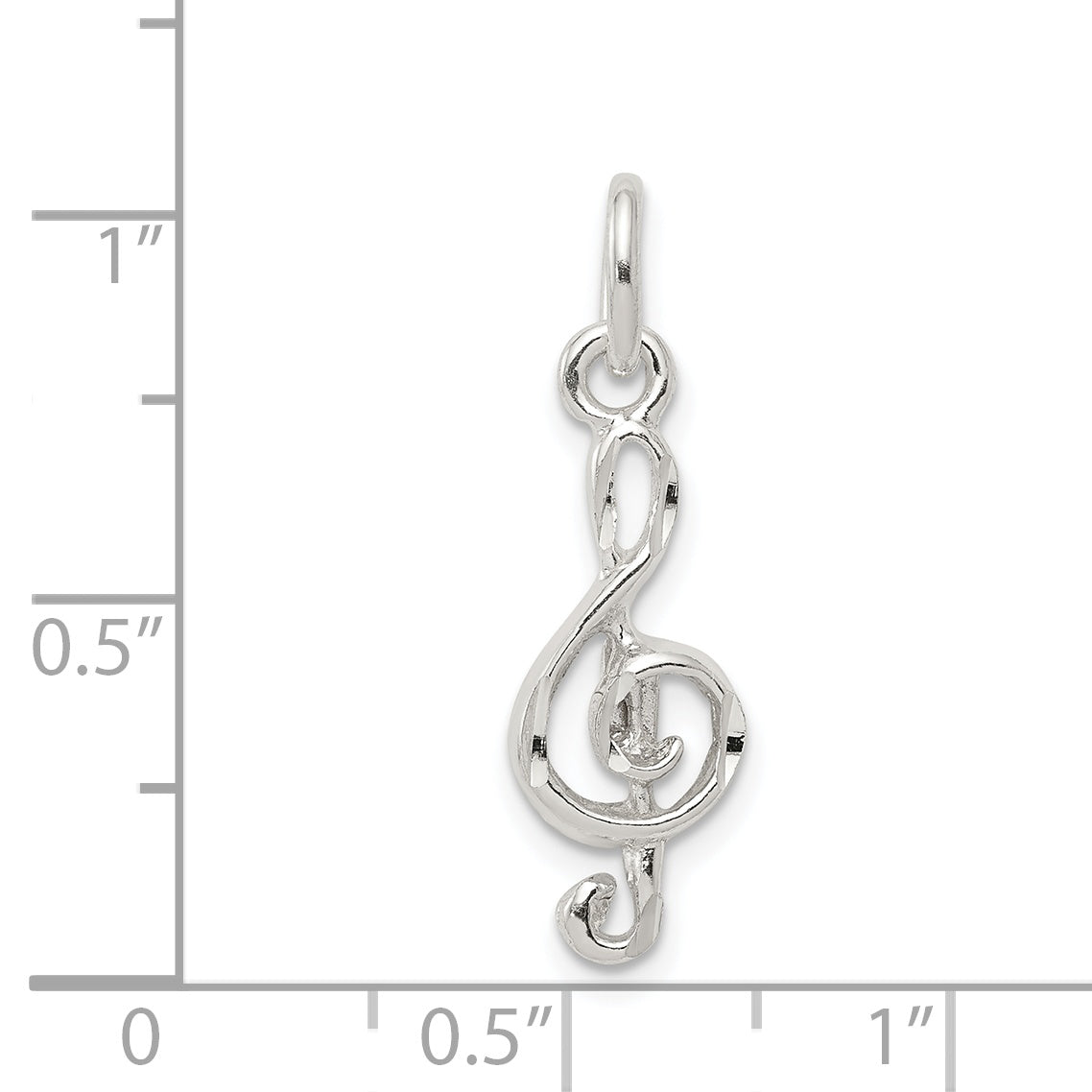 Sterling Silver 925 Treble Clef Charm with Polished Solid Design