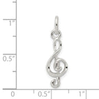 Sterling Silver 925 Treble Clef Charm with Polished Solid Design