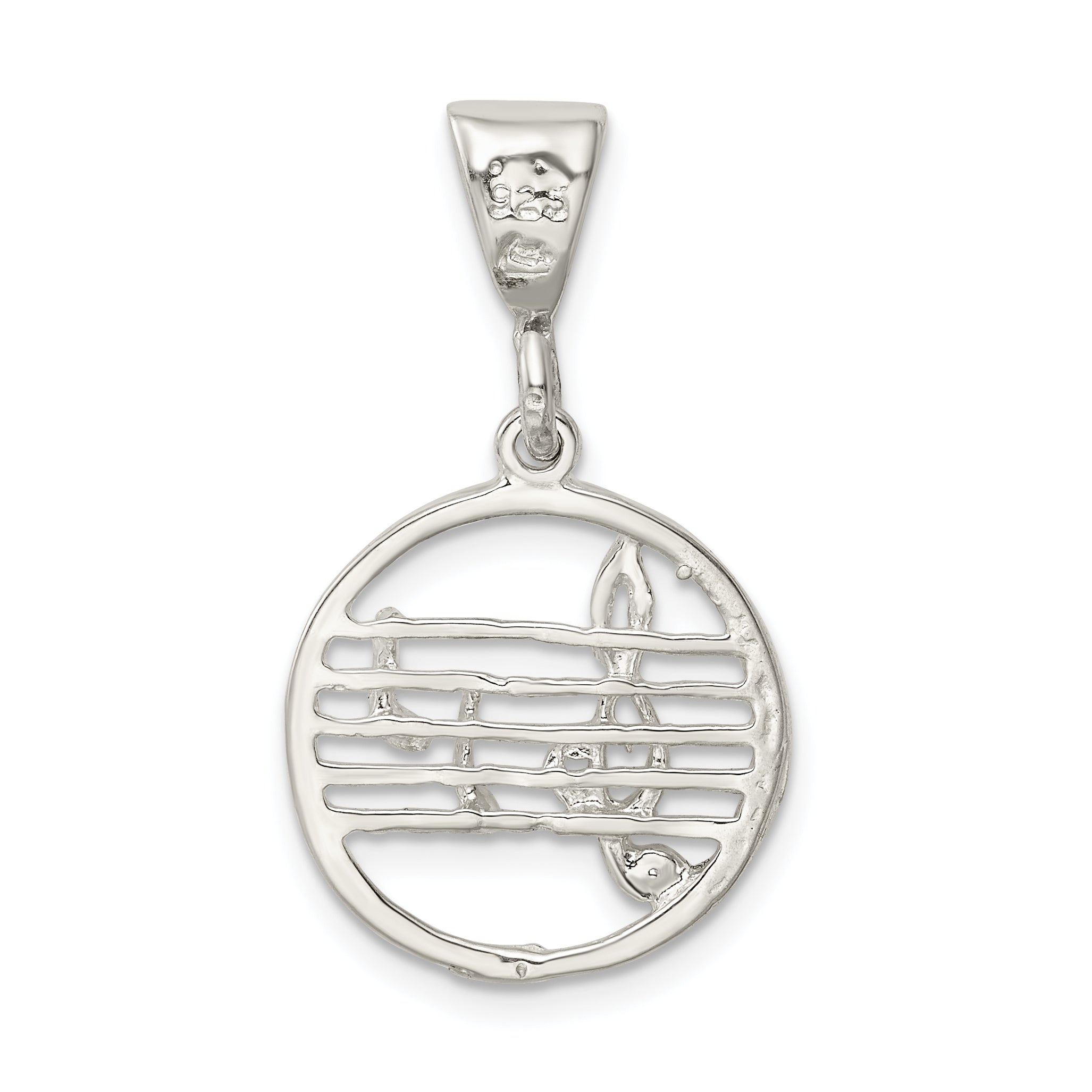 Sterling Silver 925 Music Staff Charm with Polished Finish