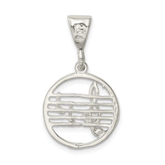 Sterling Silver 925 Music Staff Charm with Polished Finish