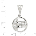 Sterling Silver 925 Music Staff Charm with Polished Finish