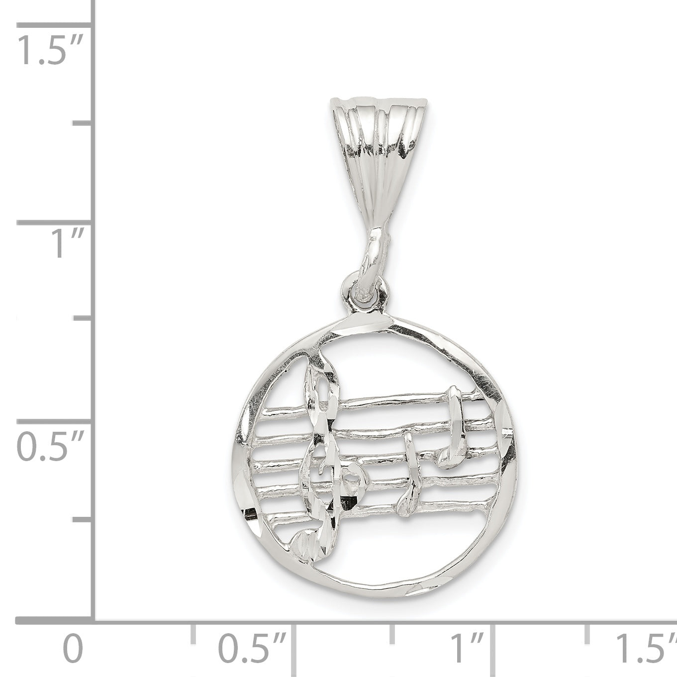 Sterling Silver 925 Music Staff Charm with Polished Finish