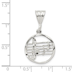 Sterling Silver 925 Music Staff Charm with Polished Finish