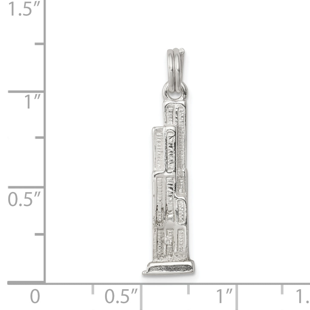 Sterling Silver 925 Sears Tower Charm Solid Casted Pendant by Sophia Jewelers