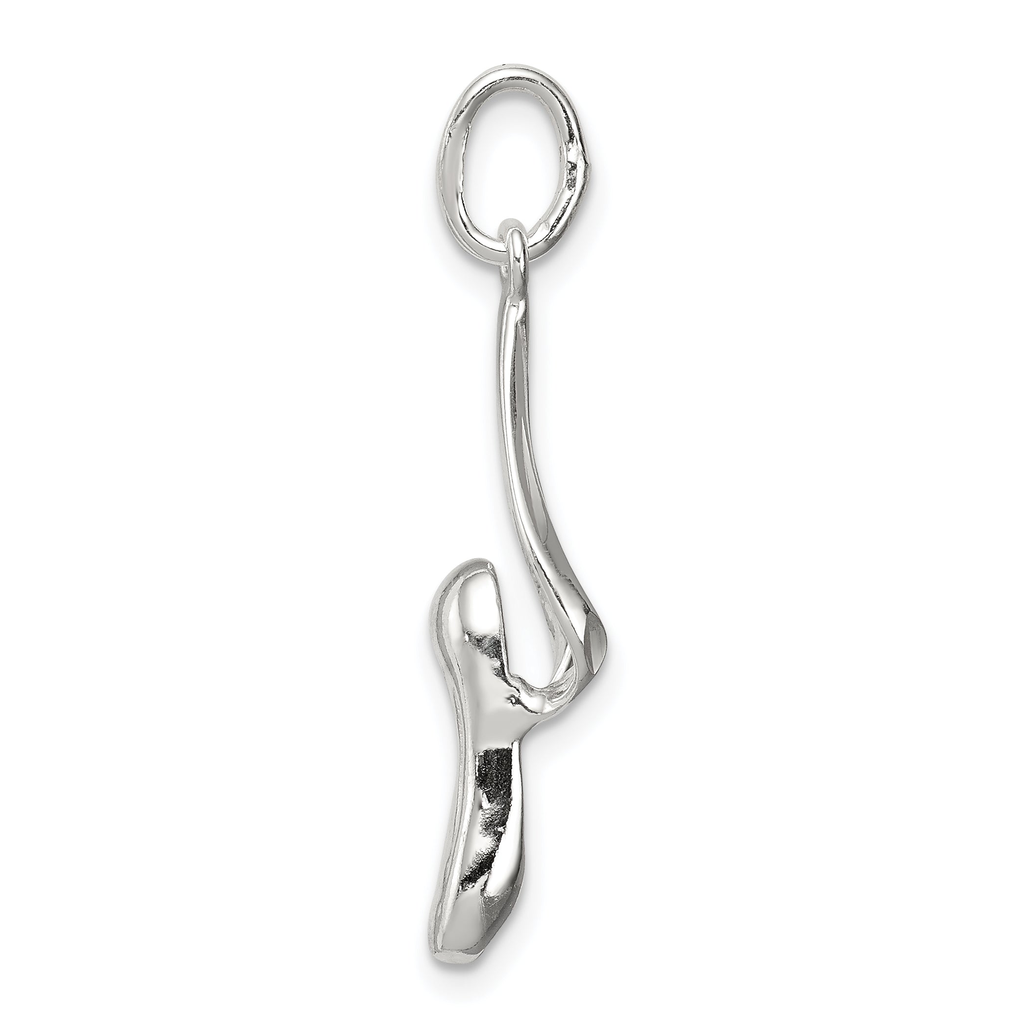 Sterling Silver 3D Ballet Slipper Charm with Polished Anti-Tarnish Finish