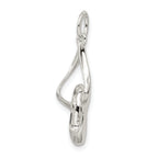 Sterling Silver 3D Ballet Slipper Charm with Polished Anti-Tarnish Finish
