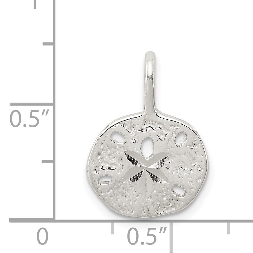 Sterling Silver 925 Sand Dollar Charm with Polished Anti-Tarnish Finish