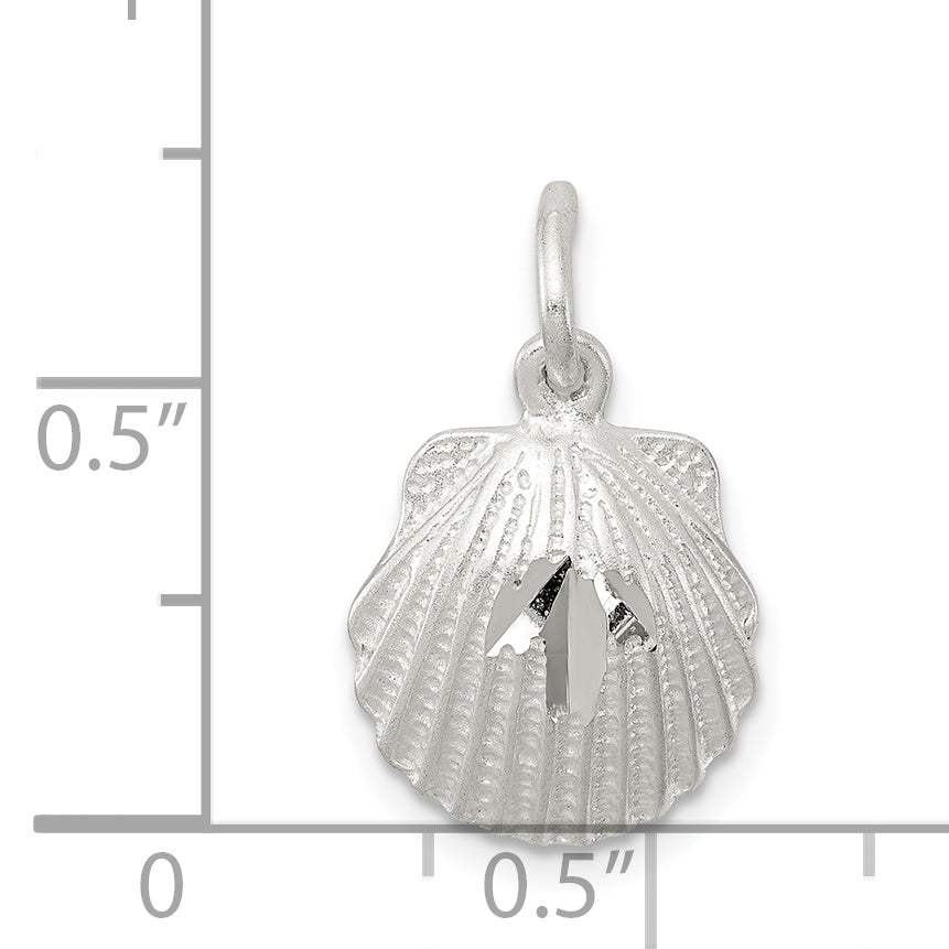 Sophia Jewelers 925 Sterling Silver Polished Shell Charm with Diamond Cut Detailing