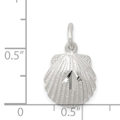 Sophia Jewelers 925 Sterling Silver Polished Shell Charm with Diamond Cut Detailing
