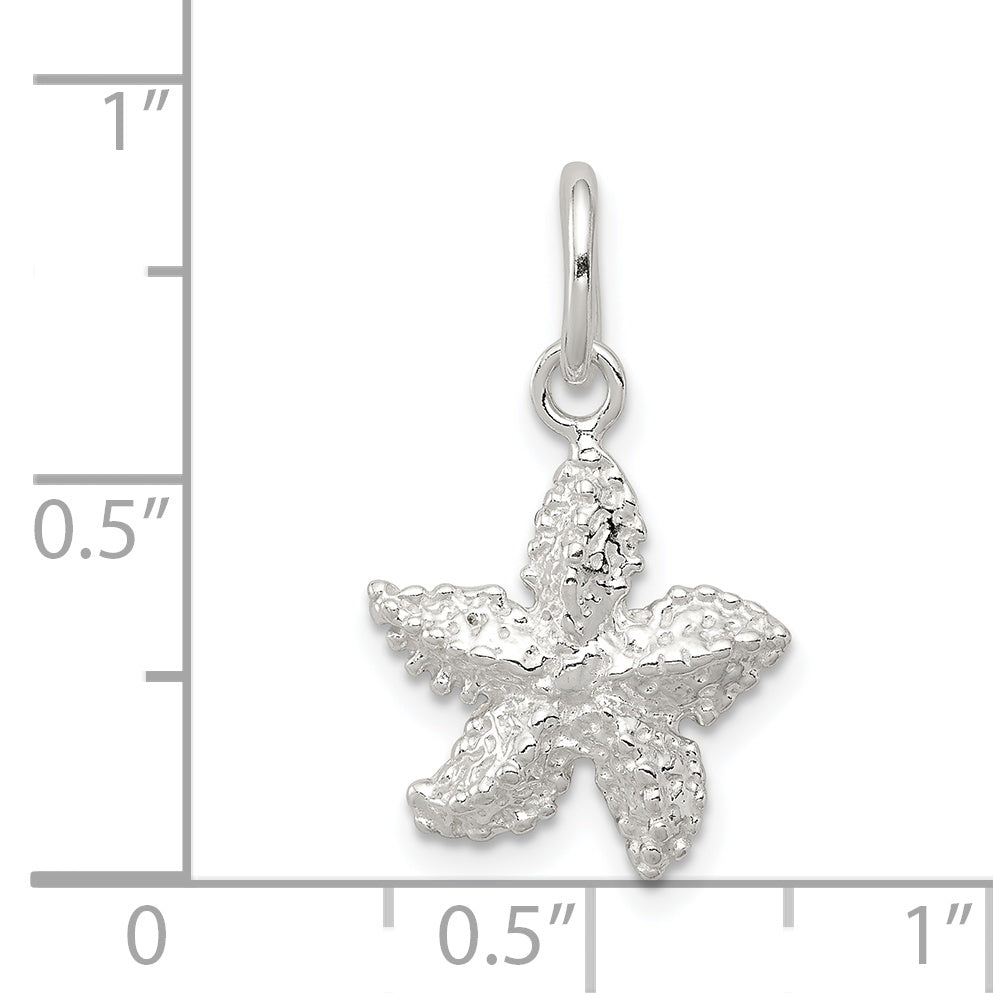 Sterling Silver 925 Starfish Charm with Polished Anti-Tarnish Finish