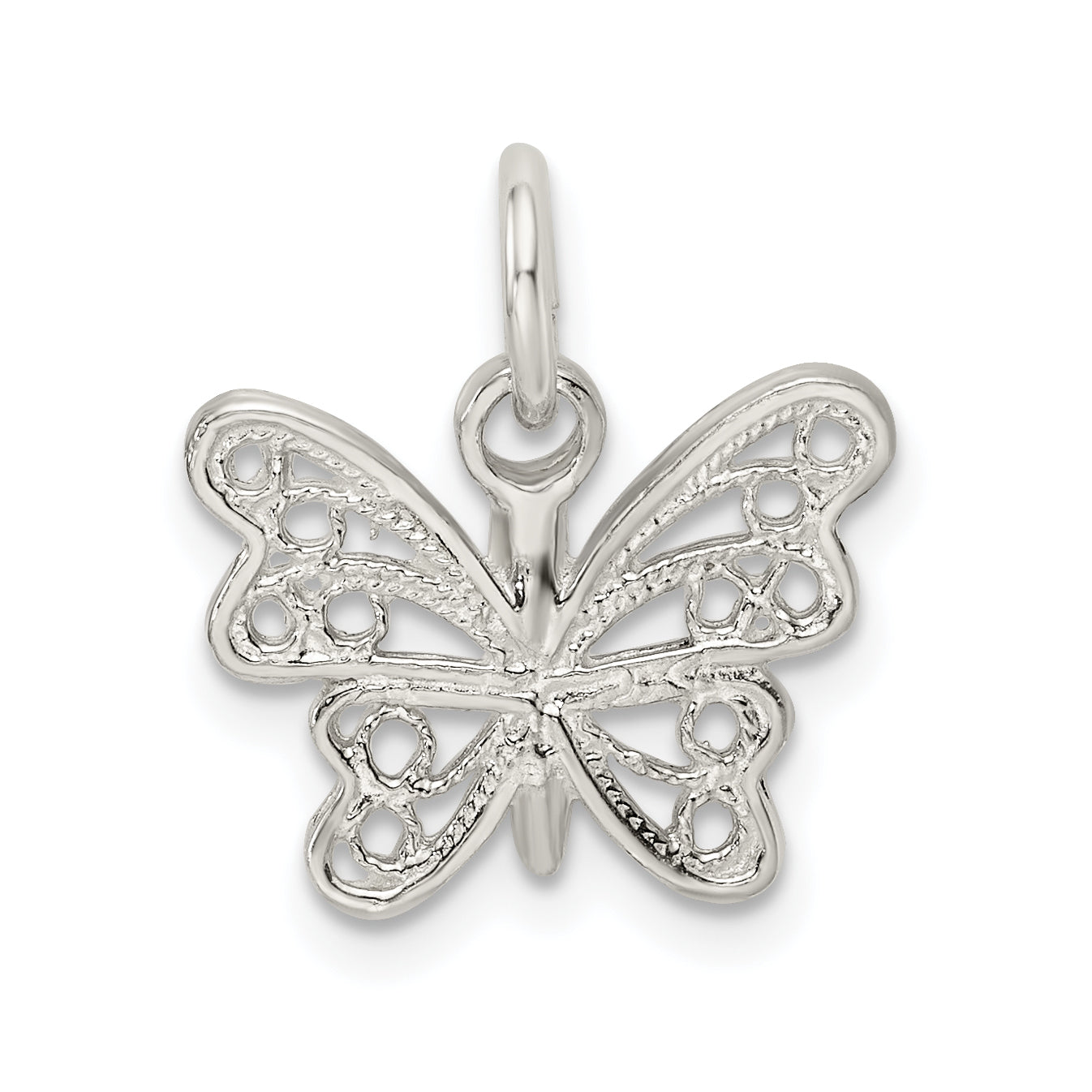 Sterling Silver 925 Butterfly Charm with Solid Cast Design