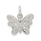 Sterling Silver 925 Butterfly Charm with Solid Cast Design