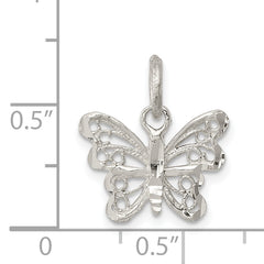 Sterling Silver 925 Butterfly Charm with Solid Cast Design